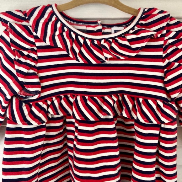 EUC Janie and Jack Toddler Girls Red White Blue Stripe Dress size 18-24m - Picture 2 of 5